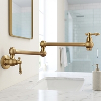 Robinet de remplissage de pot à double articulation, montage mural, couleur bronze, pour usage en cuisine