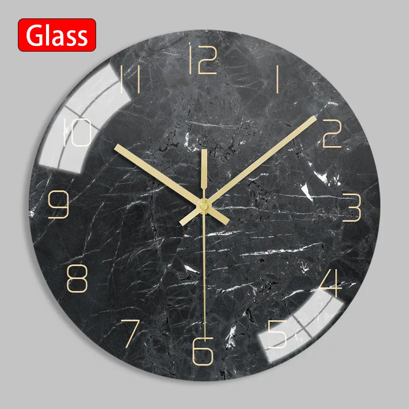 12 inch modern living room cheap wall clock UV printed glass decorative wall clock hot in Nigeria