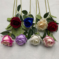 Fabrik-Großhandel Hochwertige Künstliche Einzelne Samt-Rosen Blume Rot Weiß Maßgefertigte Realistische Rosen Dekorative Blumen
