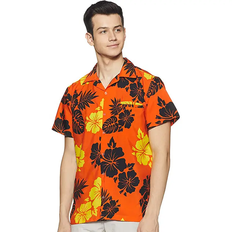 Groothandel Bedrukt Top Kleding Heren Satijnen Korte Mouw Hawaiian Shirts Voor Mannen