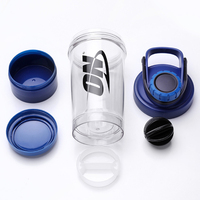 Fonwhy Bouteille de shaker de boisson sportive en plastique Tritan personnalisé de 500ml avec poignée portable et boîte à pilules