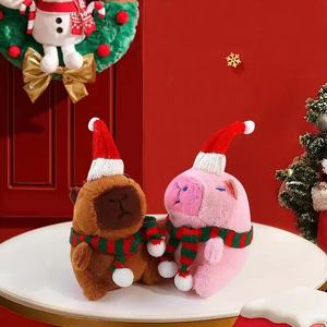 Botu Wholesale 11cm Mini Capybara Plush Keychains Christmas <b>Toys</b> <b>Stuffed</b> Capibaras Peluche Animal Capibara Plushies Keychain - Product Image 2