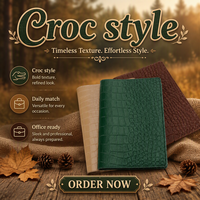 Agenda à couverture rigide effet crocodile en cuir PU, 100 feuilles, reliure cousue, pages imprimées avec logo personnalisé, promotion