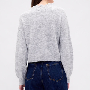 <span class=keywords><strong>Cardigan</strong></span> Corto da <span class=keywords><strong>Donna</strong></span> Wisrise Personalizzato all'Ingrosso, <span class=keywords><strong>Grigio</strong></span> Chiaro, Morbido, con Dettagli Traforati a Occhielli - Product Image 2