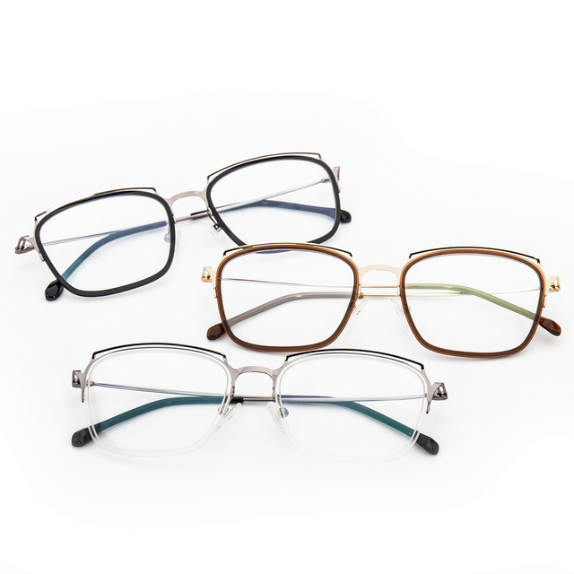 Newest Vintage Mix Material Metal and Acetate Classic Oval L Frame Unisex Reading Eyeglass Frame Tortoise Pattern