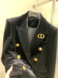 Chaqueta <span class=keywords><strong>de</strong></span> diseñador HIGH STREET, novedad 2022, para <span class=keywords><strong>mujer</strong></span>, doble botonadura, con costuras a cuadros, <span class=keywords><strong>de</strong></span> <span class=keywords><strong>terciopelo</strong></span>. - Product Image 5