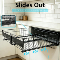 Organisateur de placard extensible et réglable, étagère coulissante adhésive pour sous l'évier, placard, garde-manger