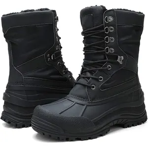 Botas de invierno de alta calidad para hombre para exteriores, botas de nieve para clima frío, botas de nieve de invierno impermeables con cordones para hombre