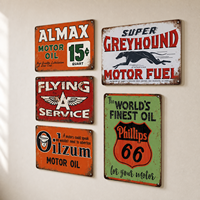 Plaque Métallique Vintage Rectangulaire Imprimée en Aluminium Effet Vieilli Décoration Murale pour Garage Atelier Cave Homme Bar Intérieur