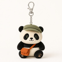 Porte-clés en peluche personnalisé Panda mignon, personnage en peluche doux, breloque pour sac à dos d'étudiant, jouet en peluche en gros