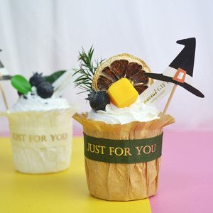 Kit <span class=keywords><strong>de</strong></span> Decoración para 24 Cupcakes <span class=keywords><strong>de</strong></span> Halloween, Adornos <span class=keywords><strong>de</strong></span> Sombrero <span class=keywords><strong>de</strong></span> Bruja y Envoltorios a Rayas con la Frase Happy Halloween para Postres <span class=keywords><strong>de</strong></span> Fiesta - Product Image 6