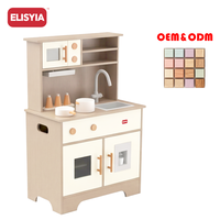 Set Permainan Dapur Kayu ELC Commiki Tahan Lama Bebas BPA Aksesoris Kulkas Mesin Cuci Piring Mesin Cuci
