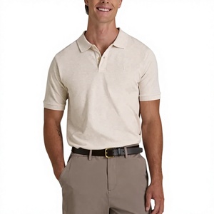 Polo pour homme, col en V, coupe ajustée, polyester/coton, tricot uni, 220 GSM, logo personnalisé OEM, directement de l'usine - Product Image 2