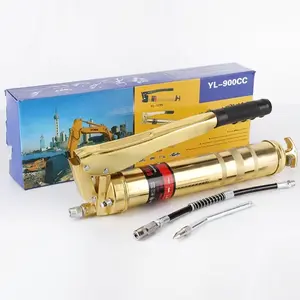 Endüstriyel sınıf altın kaplama çift İnme tipi gres tabancası plastik kutu yüksek basınç 900cc yağ enjektör