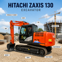 Mini-pelleuse Hitachi 130 d'occasion robuste, complète avec attache hydraulique pour charges lourdes, Hitachi 130 d'occasion