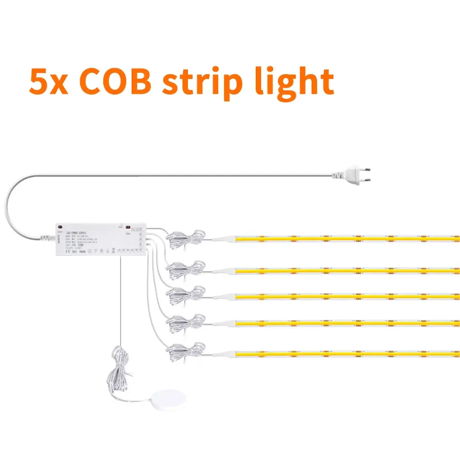 5M 3000K COB *5PCS+Switch+Power supply