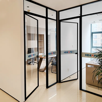 Porte de bureau moderne en verre simple Assemblage facile Cloisons portables pour salle blanche Cadre visible Séparation murale temporaire pliable