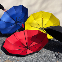 Paraguas Plegable de Fibra de Carbono de 10k Colores, Totalmente Automático, con Tubo de Hierro, Reforzado y Ampliado, de Doble Uso, para Sol y Lluvia