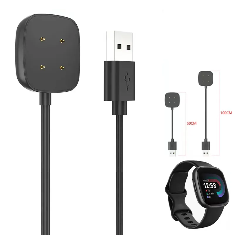 Smart watch magnetic charging Cable for Fitbit Versa 4 3 sense 2 1 Replacement USB Charging Cradle Dock Stand Wire