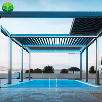 Pergola de toit à persiennes de luxe en aluminium Ouverture motorisée Toit à persiennes en aluminium Extérieur de bonne qualité MDF imperméable