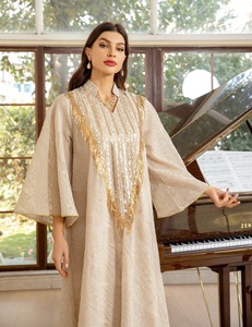 Jalabiya <span class=keywords><strong>de</strong></span> malla con lentejuelas bordadas y borlas, vestido <span class=keywords><strong>de</strong></span> noche largo, ropa islámica, talla grande, manga larga, venta al por mayor, personalizado - Product Image 6