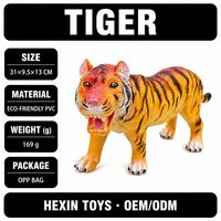 ORANGE PVC 31x9.5x13cm eTiger mainan figur harimau Safari realistis mainan edukasi dekorasi meja anak-anak