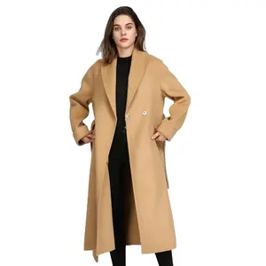 Abrigo de lana personalizado para mujer, abrigo de lana para mujer de talla grande y Chaqueta larga, gabardina de Invierno para mujer