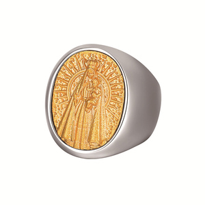 Bague de mode en acier inoxydable pour homme, style Hip Hop Punk Gothique Religieux Chrétien Catholique, motif portrait et symbole de foi, vente en gros fabricant - Product Image 5