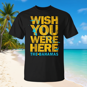 T-shirt de croisière avec carte des Bahamas 'Wish You Were Here' pour kits de voyage - Product Image 3