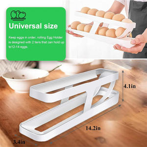 Frigorifero organizzatore di arrotolamento delle uova per scatola di immagazzinaggio <span class=keywords><strong>2</strong></span> livelli uovo impilabile frigorifero Dispenser contenitore scatola di conservazione delle uova - Product Image 3