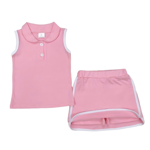 Conjunto de Ropa para Niñas Pequeñas, Estilo Coqueta, con Lazos Rosas y Volantes, Manga Corta y Pantalones Cortos, Venta al Por Mayor, Nueva Llegada, Gran Oferta - Product Image 6