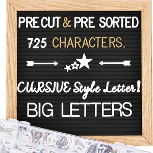 Tableau à messages 10x10 pouces panneau à lettres <span class=keywords><strong>en</strong></span> feutre interchangeable 725 lettres triées prédécoupées pour décor de salle de classe scolaire - Product Image 1