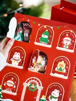 Boîte de Noël personnalisée en matériaux recyclés avec fenêtre à rabat, compartiment pour friandises, emballage de dessin animé pour bonbons, macarons et pâtisseries