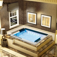 Baignoire de massage rectangulaire autoportante, baignoire en acrylique portable d'intérieur, drain, écologique, garantie 5 ans, facile à nettoyer, profonde