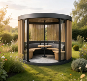 Pérgola Cilíndrica para Exteriores, Casa Contenedor Tipo Villa, Estructura de Acero Ligero, Modular, para Baño, Comedor, Taller, Uso en Centros Comerciales - Product Image 2