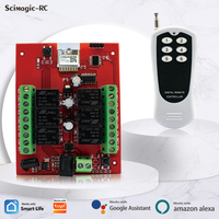 Receptor WiFi de 6 Canales, Interruptor de 433MHz, Módulo de Relé de Control Remoto para Puerta de Garaje de 24V con Función de Temporizador, Compatible con Tuya