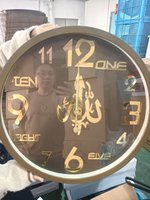 Jam Dinding Kaligrafi Arab Desain Baru 20 Inch, Jam Dinding Besar Tanpa Suara untuk Ruang Tamu Kamar Tidur