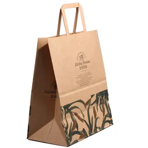 Wholesale handle white brown garment shopping food gift kraft packaging custom paper bags with logo