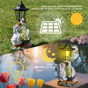 Ornement de jardin en résine, lumière solaire d'extérieur, statue de lutin, lampe pour jardin, balcon et décoration de villa - Product Image 4