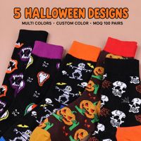 Chaussettes mi-mollet tricotées respirantes style nouveau OEM pour l'été, motif citrouille d'Halloween, pour hommes, femmes et couples