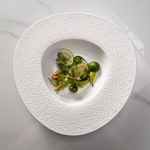 Poterie sur mesure plats créatifs Restaurants haut de gamme vaisselle en porcelaine <span class=keywords><strong>contemporaine</strong></span> ronde Unique vaisselle <span class=keywords><strong>assiette</strong></span> à pâtes - Product Image 3
