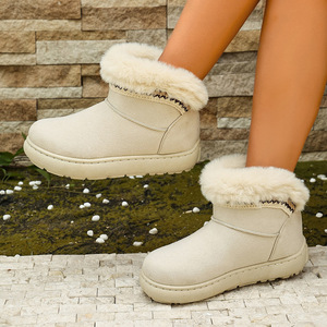 Bottes de neige à plateforme pour femmes, bottes d'hiver chaudes en tissu suédé, bottines à enfiler antidérapantes en microfibre suédée, <span class=keywords><strong>chaussures</strong></span> d'extérieur - Product Image 2