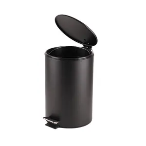 厨房大尺寸台阶箱12L金属垃圾桶黑色彩色薄盖踏板箱带内桶