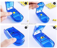 OUHONG Boîte de Rangement Portable Personnalisée pour Pilules, Coupe-Pilules en Plastique, Étui de Rangement pour Médicaments