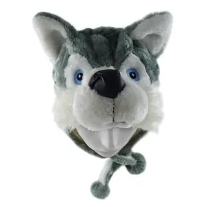 Promozione personalizzata per bambini cartoni animati inverno peluche animale Husky cappelli di lupo Cosplay animali cappelli caldi Unisex adulti all'ingrosso