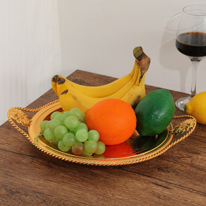 Eisen-Tablett im nordischen Luxus-Stil mit goldenem Untergestell für Wohnzimmer, Obst- und Gebäckaufbewahrung, klassische Heimdekoration, multifunktional - Product Image 1