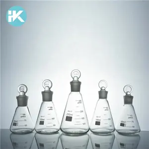 Huke customized 50~2000ml conical laboratory erlenmeyer flask with standard glass stopper