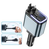 Nouveau chargeur de voiture rétractable 5-en-1 avec LED PD 3.0 180W, double charge rapide Type-C pour ordinateurs portables Android et montres connectées