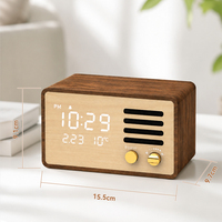Décoration d'intérieur, horloge numérique LED en bois avec haut-parleur Bluetooth intelligent à commande tactile, température, adaptée aux enfants, pour chambre à coucher, bureau