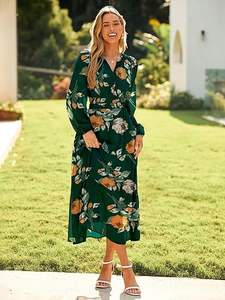 <span class=keywords><strong>Robe</strong></span> <span class=keywords><strong>longue</strong></span> bohème à fleurs pour femme avec logo personnalisé, col en V, taille haute, élégante, pour invité <span class=keywords><strong>de</strong></span> mariage - Product Image 6